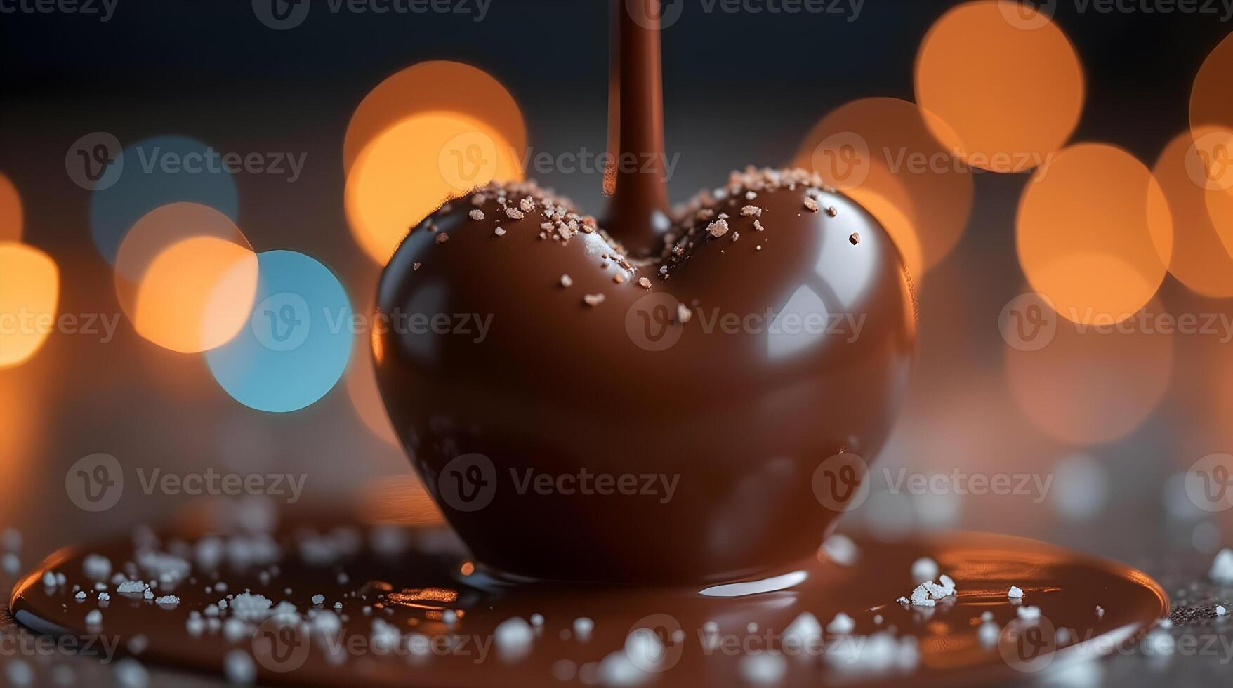 A heart shaped chocolate covered with sprinkles photo