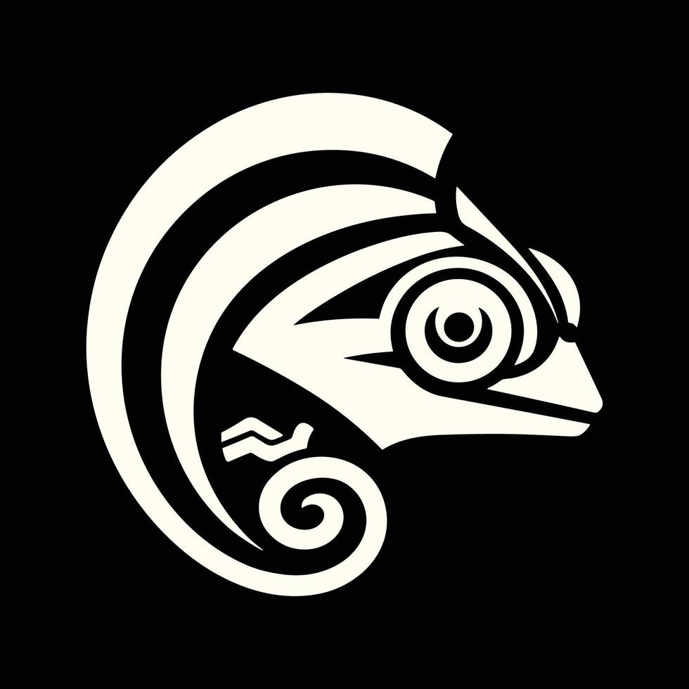 A chameleon head with a spiral pattern on it vector