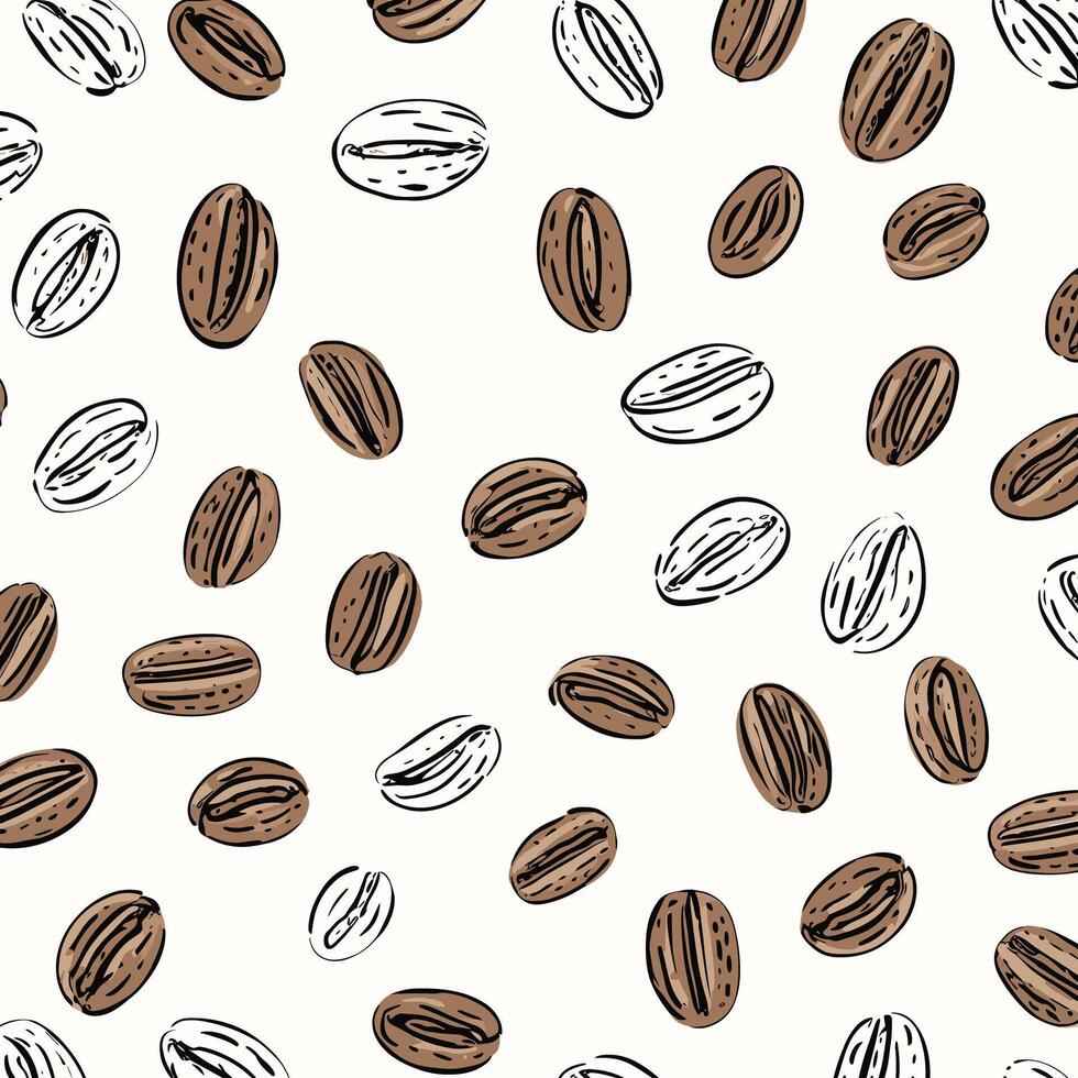 Seamless pattern with coffee beans on white background vector