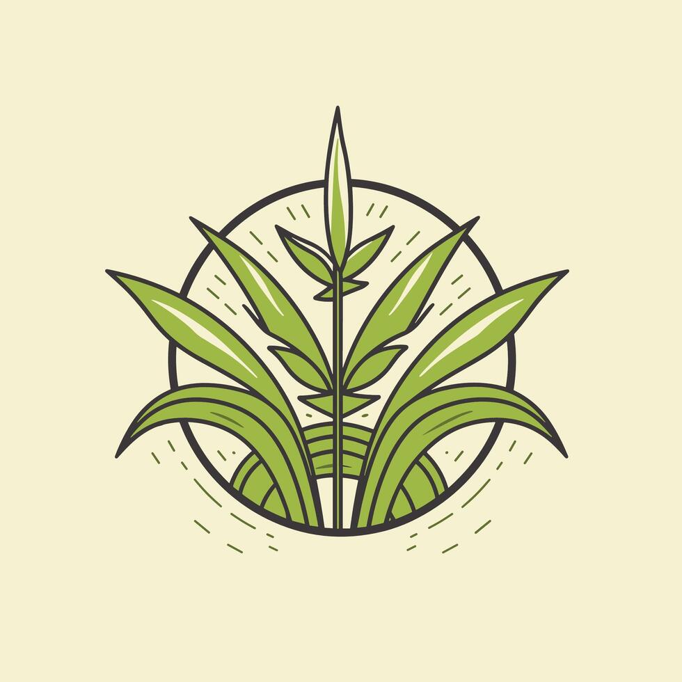 A green plant with leaves in a circle vector