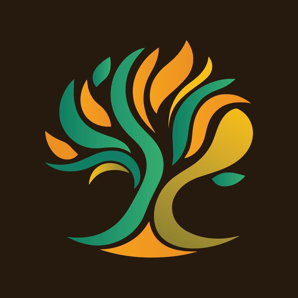 A tree logo with leaves and branches vector