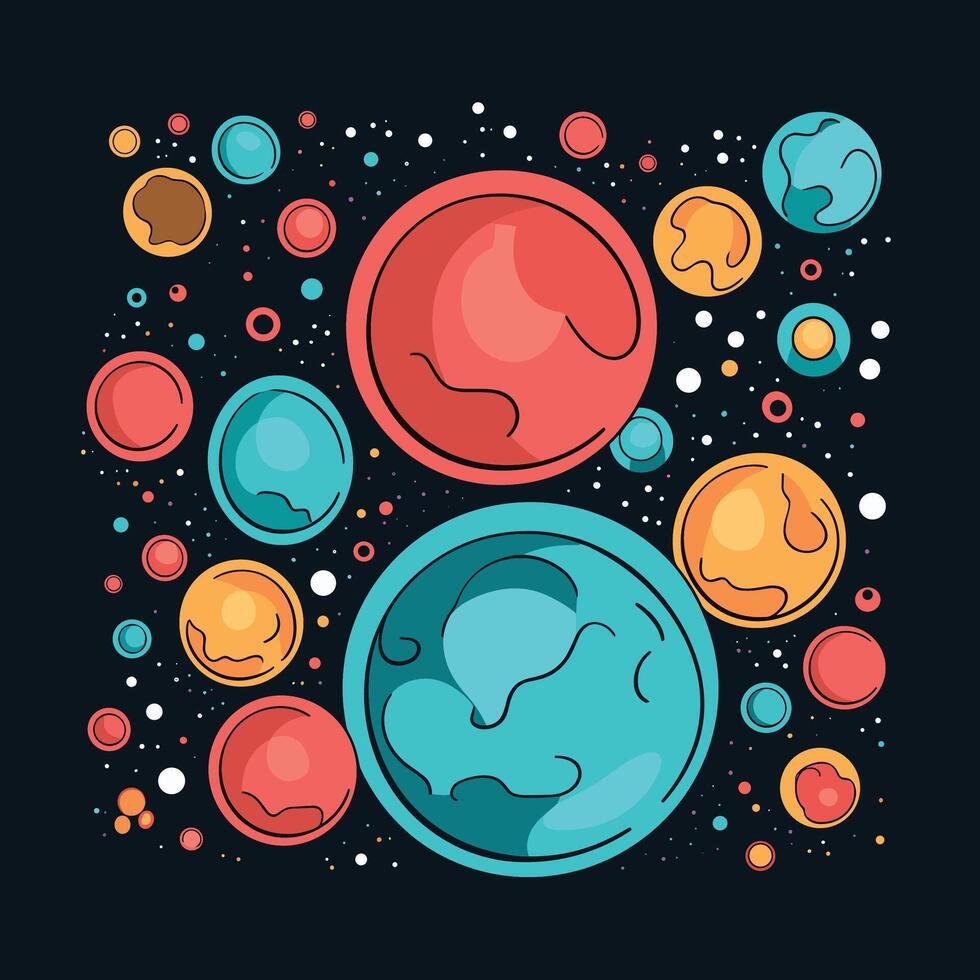 An illustration of planets and stars vector