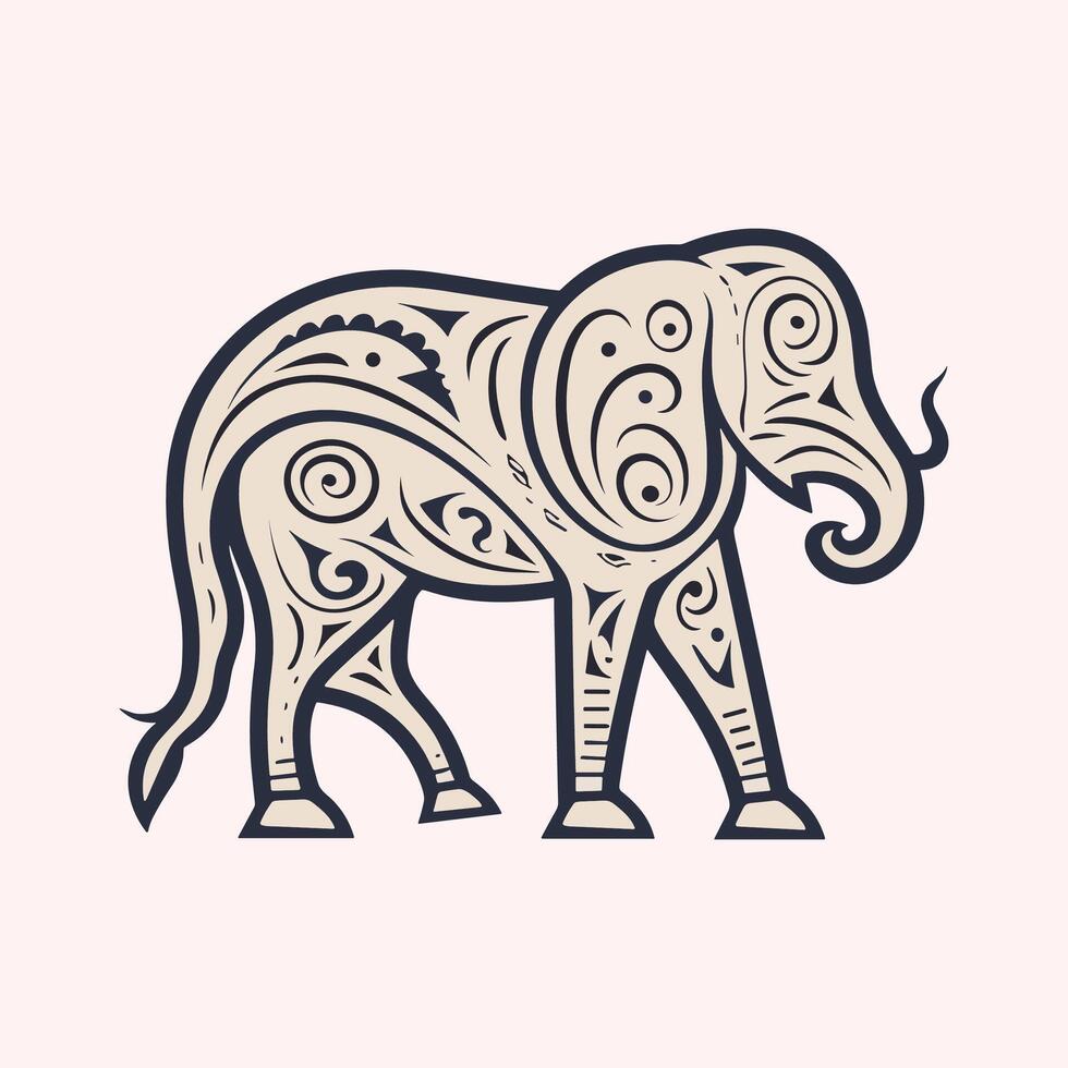 An elephant with tribal patterns on its body vector