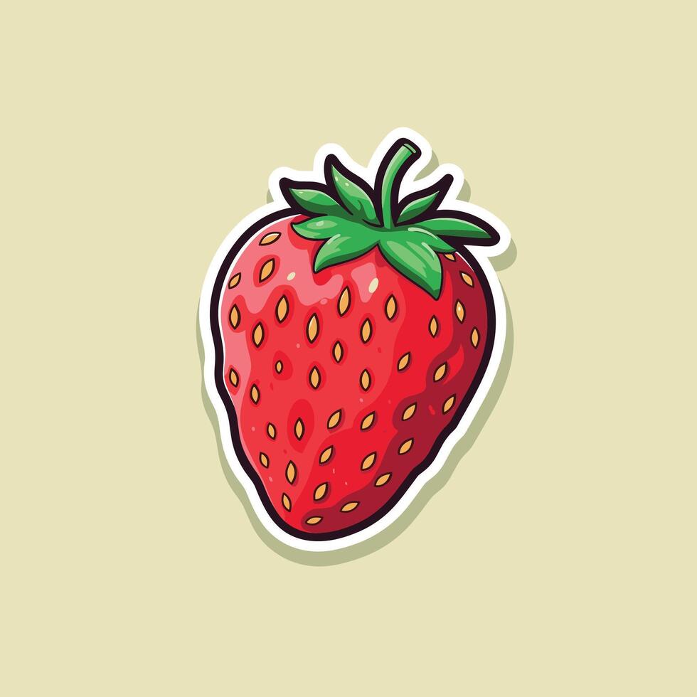 A sticker of a strawberry on a light background vector