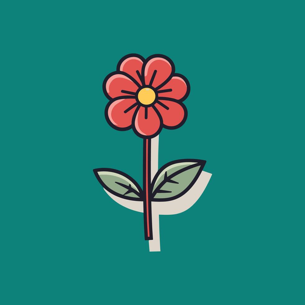 A flower with leaves on a green background vector