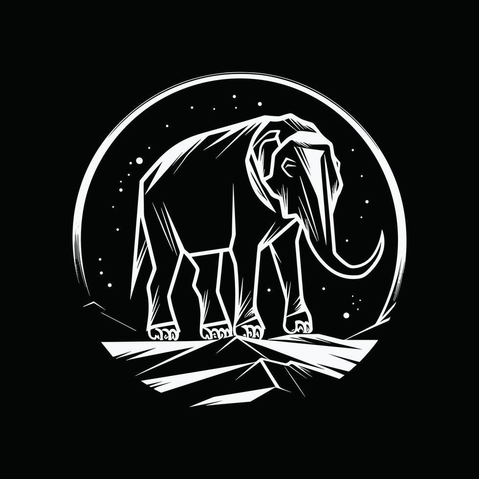 An elephant standing on a hill with stars in the sky vector