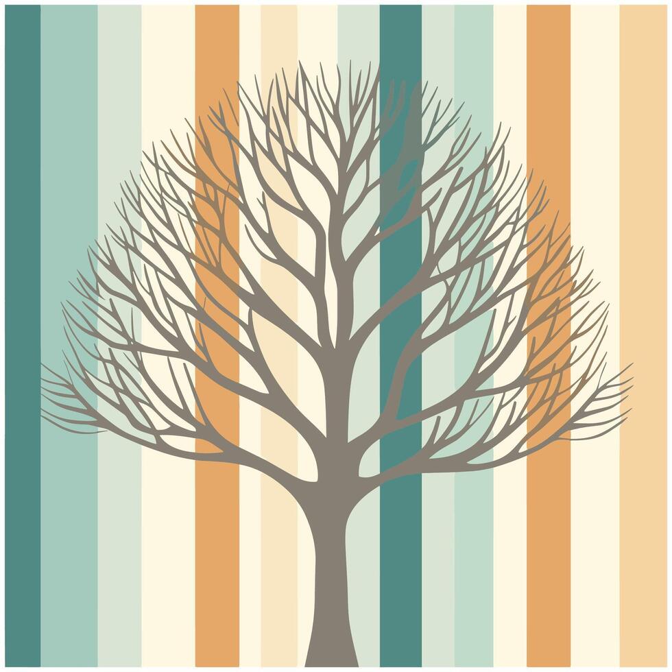 A tree with no leaves on a striped background vector