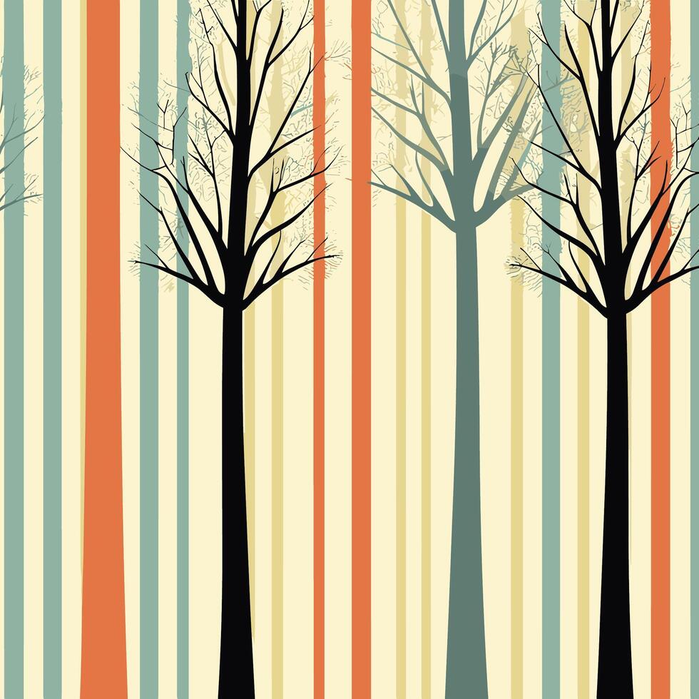 A striped background with trees and stripes vector