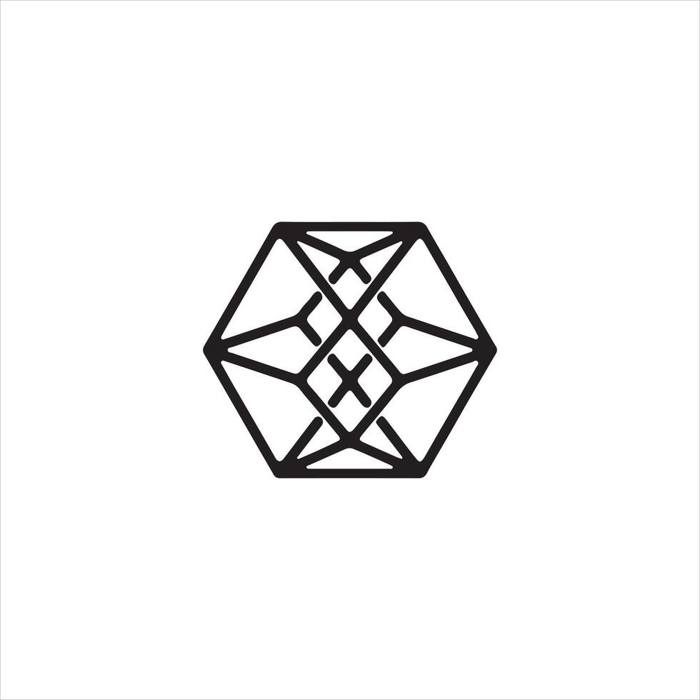 Hexagonal AI Logo with Interconnected Lines for Tech Branding, Geometric Network Design vector