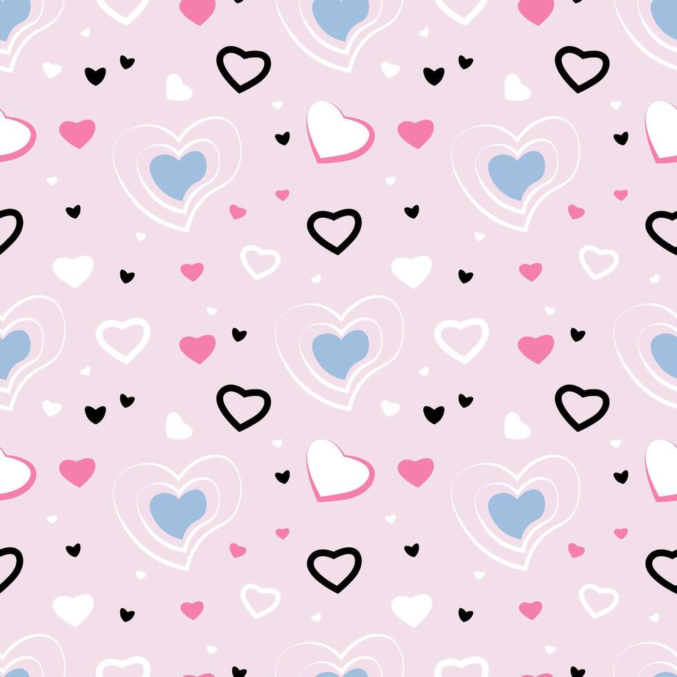 Seamless pattern with hearts on a pink background vector