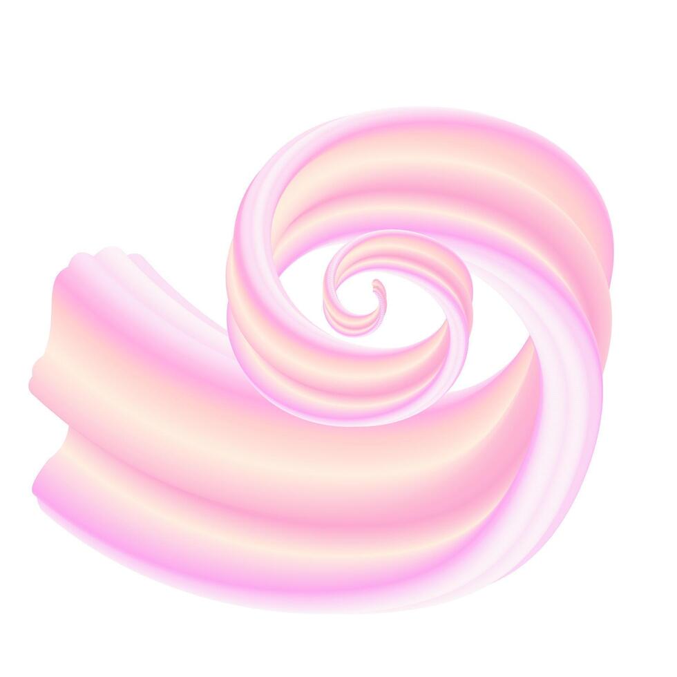 Strawberry and Vanilla Ice Cream Bubble Gum or Cream Candy Abstract Wave 3D Isolated Splash Illustration vector