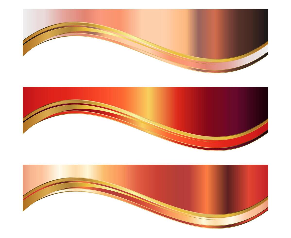 Red, Pink and Gold Letterhead Header Divider Template Set vector
