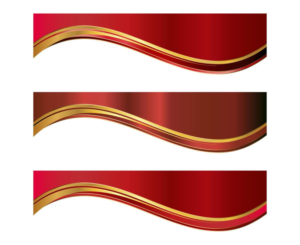 Red Gold Letterhead Header Divider Template Set vector