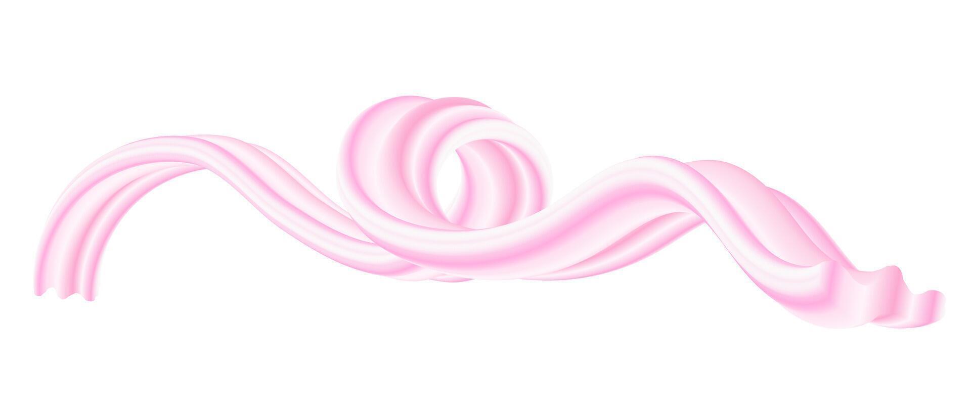 Strawberry Ice Cream Bubble Gum or Cream Candy Abstract Wave 3D Isolated Splash Illustration vector