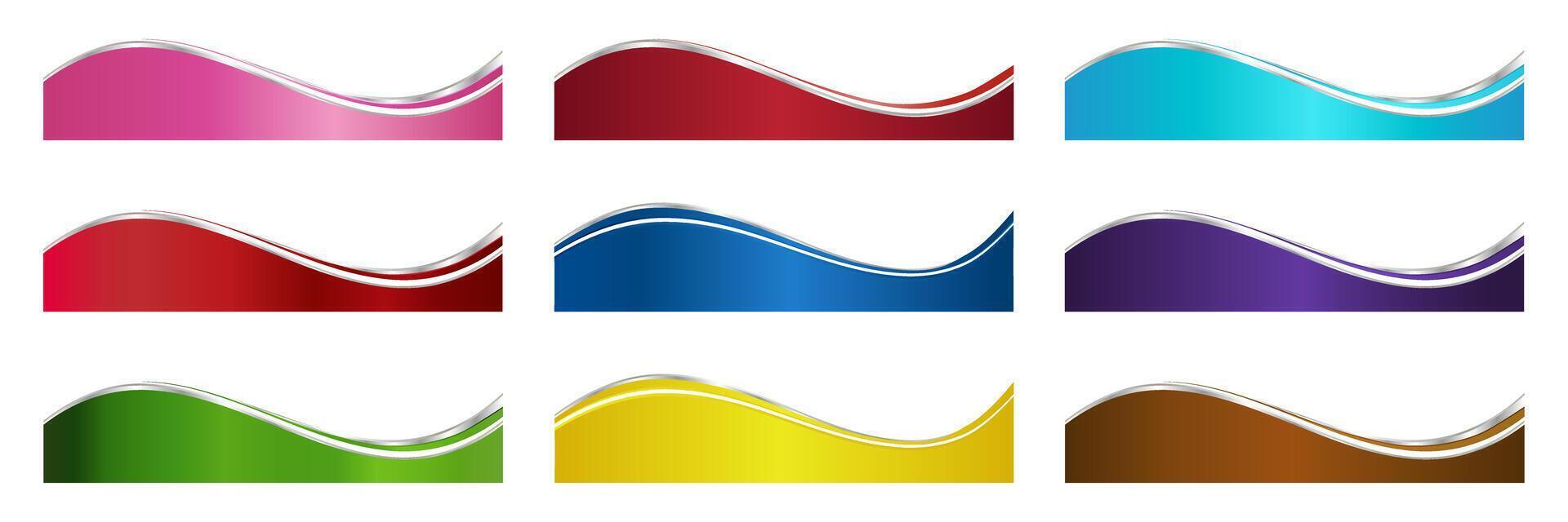 Letterhead Footer Divider Template Set with Every Color Wave vector