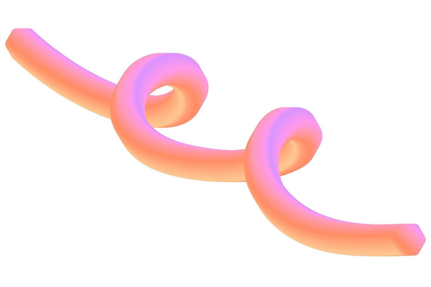 Orange Abstract 3D object. Wave Isolated on White Background Illustration vector