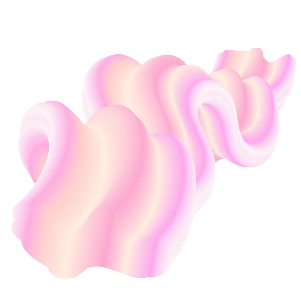 Strawberry and Vanilla Ice Cream Bubble Gum or Cream Abstract Wave 3D Isolated Splash Illustration vector
