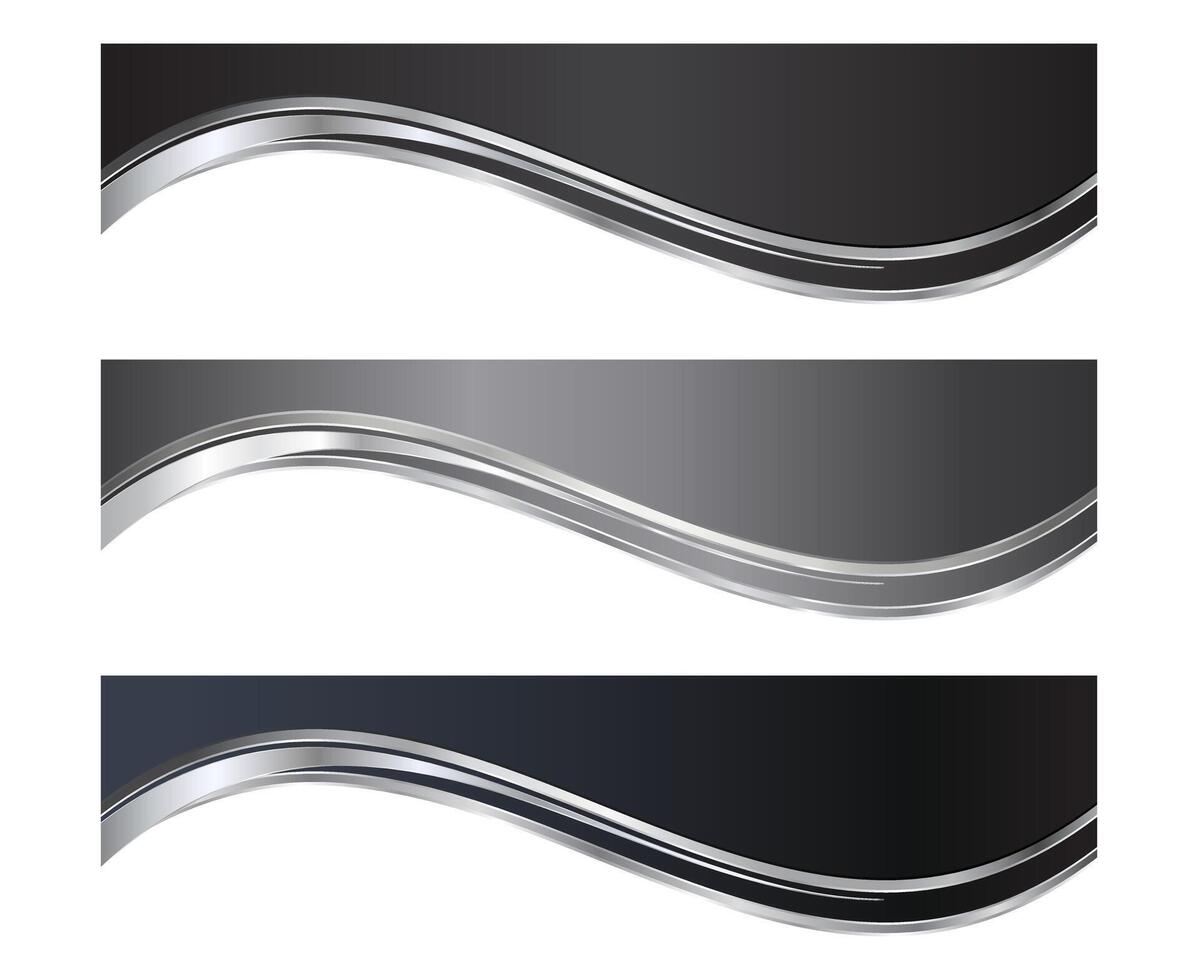 Black and Gray Letterhead Header Divider Template Set with Silver vector