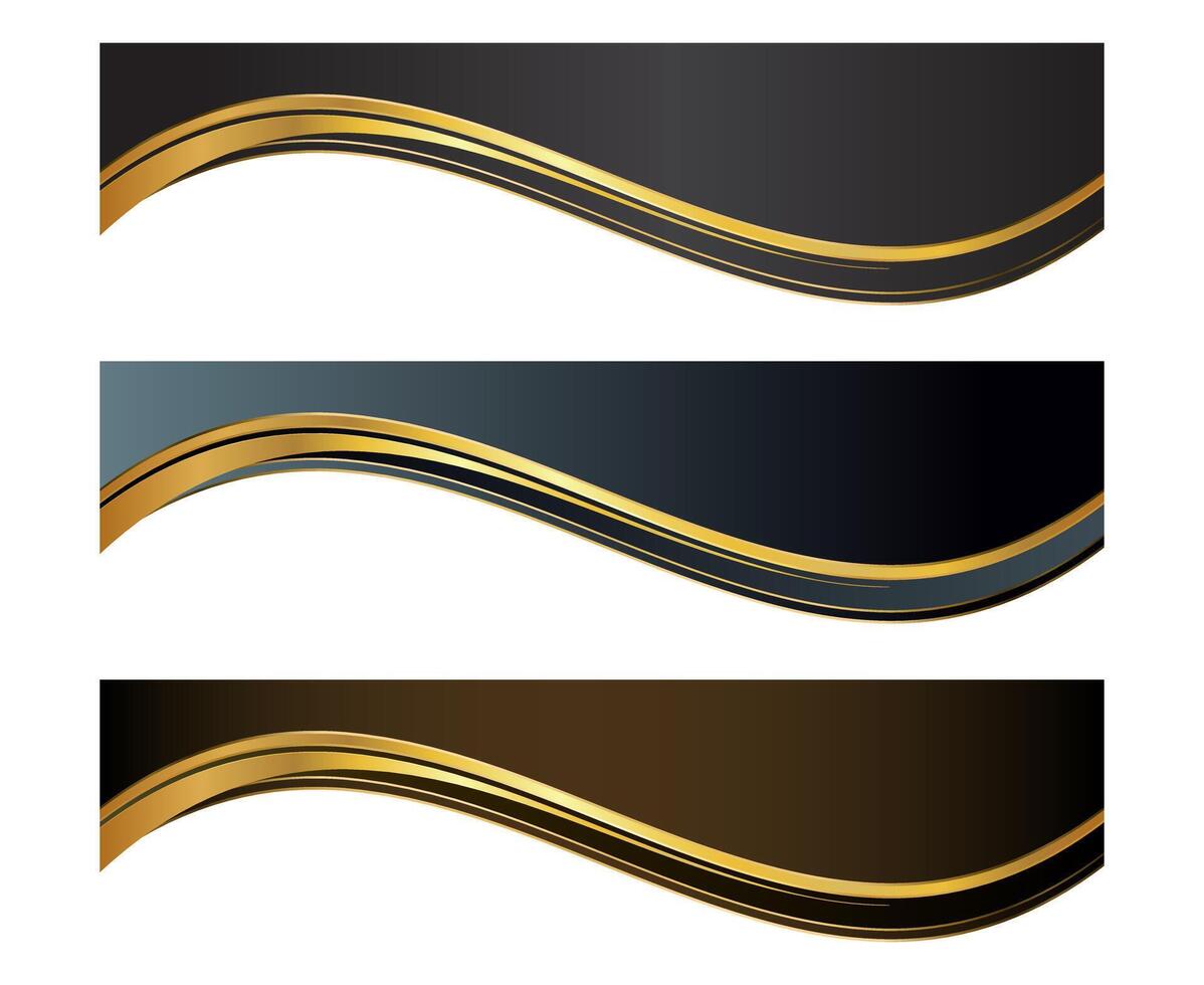 Dark Black, Brown and Gold Letterhead Header Divider Template Set vector
