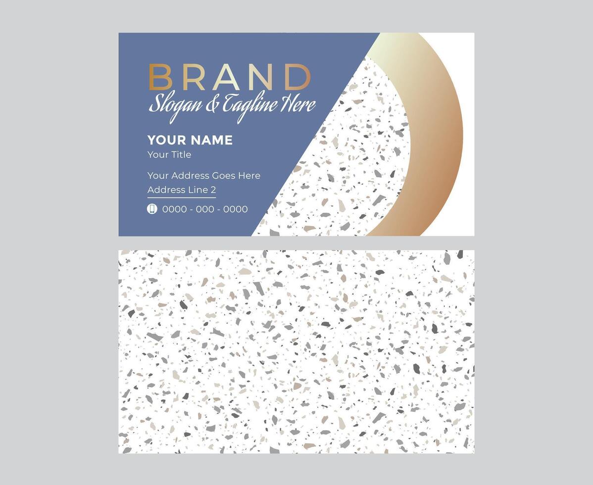 Blue and Gold Creative Terrazzo Business Card Design vector