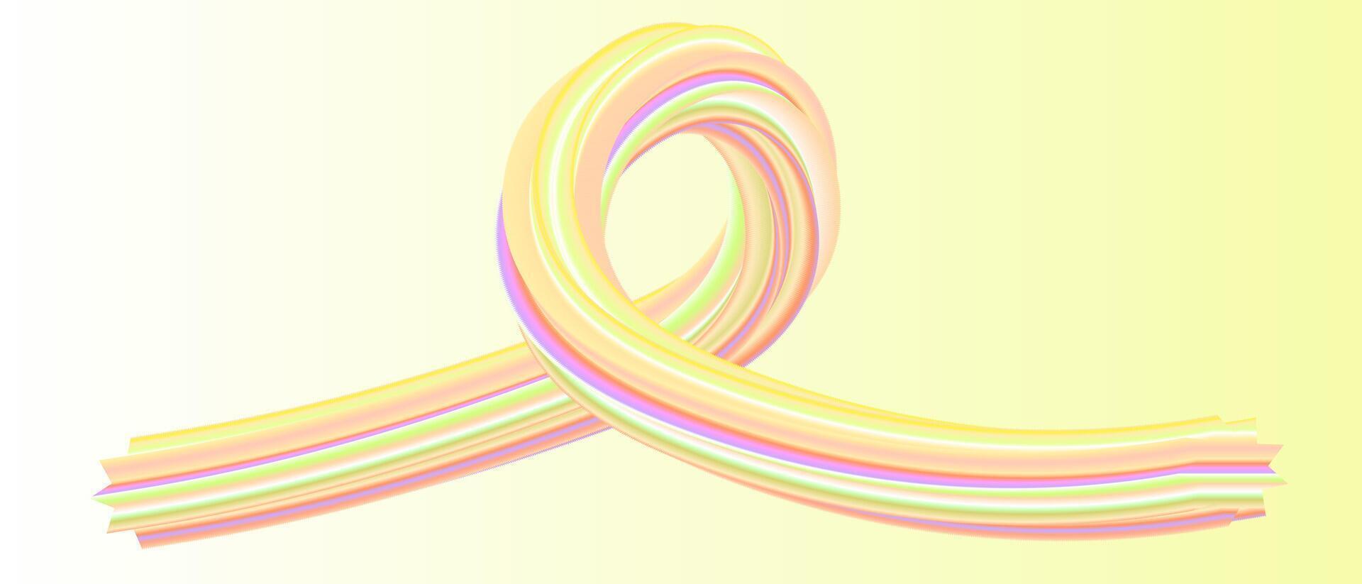 Yellow Bubblegum or Cream Candy Abstract Wave 3D Isolated Splash Illustration vector