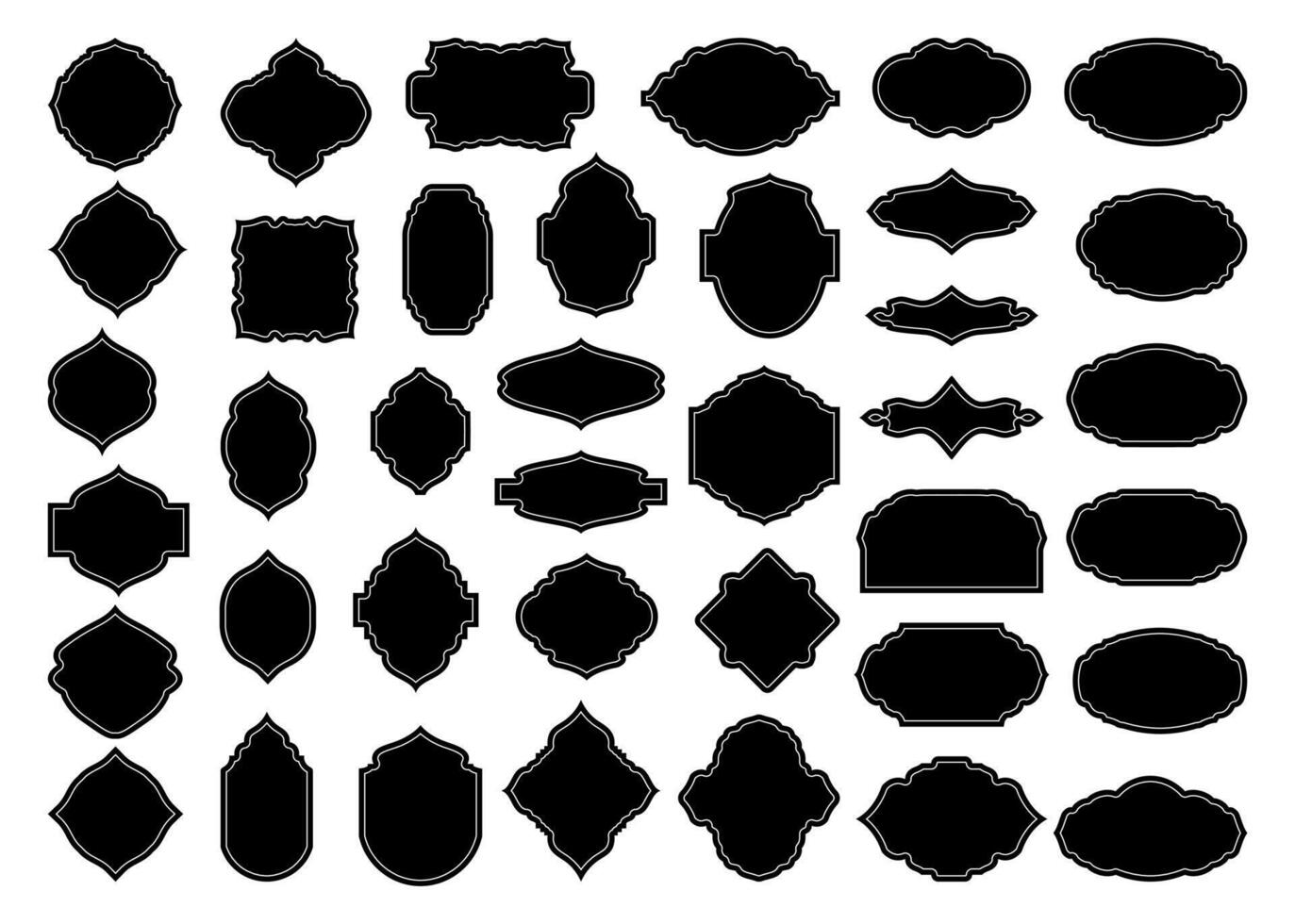 Black Vintage Retro Label or Emblem Set, Isolated Border or Frame Elements vector