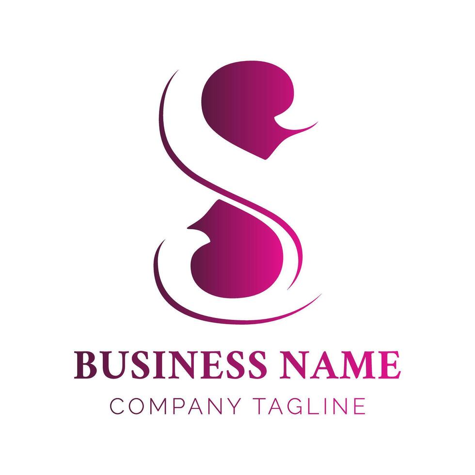 Pink Feminine S Letter Initial Negative Space Logo vector