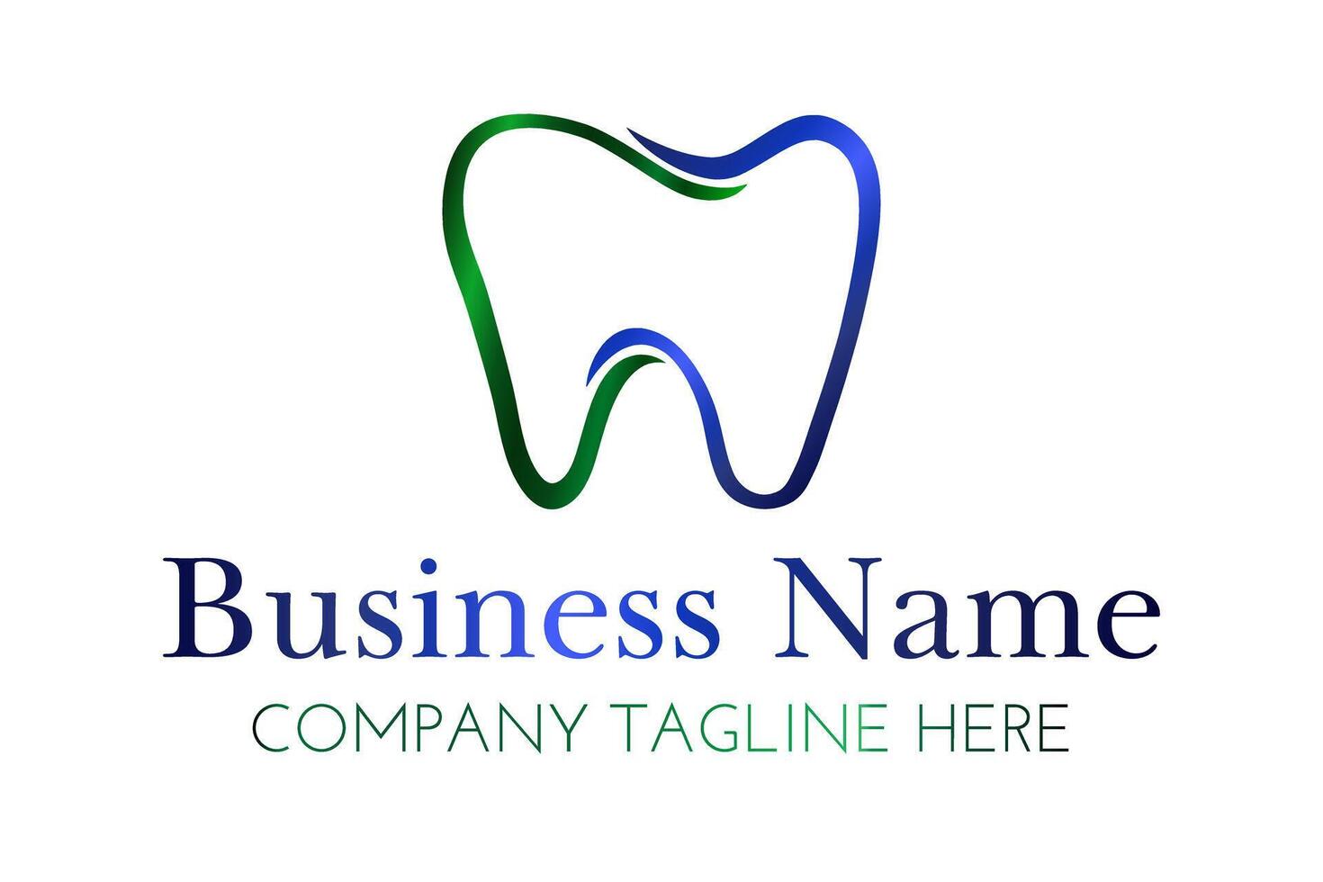 Blue and Green Dentist or Dentistry Tooth Logo Design vector