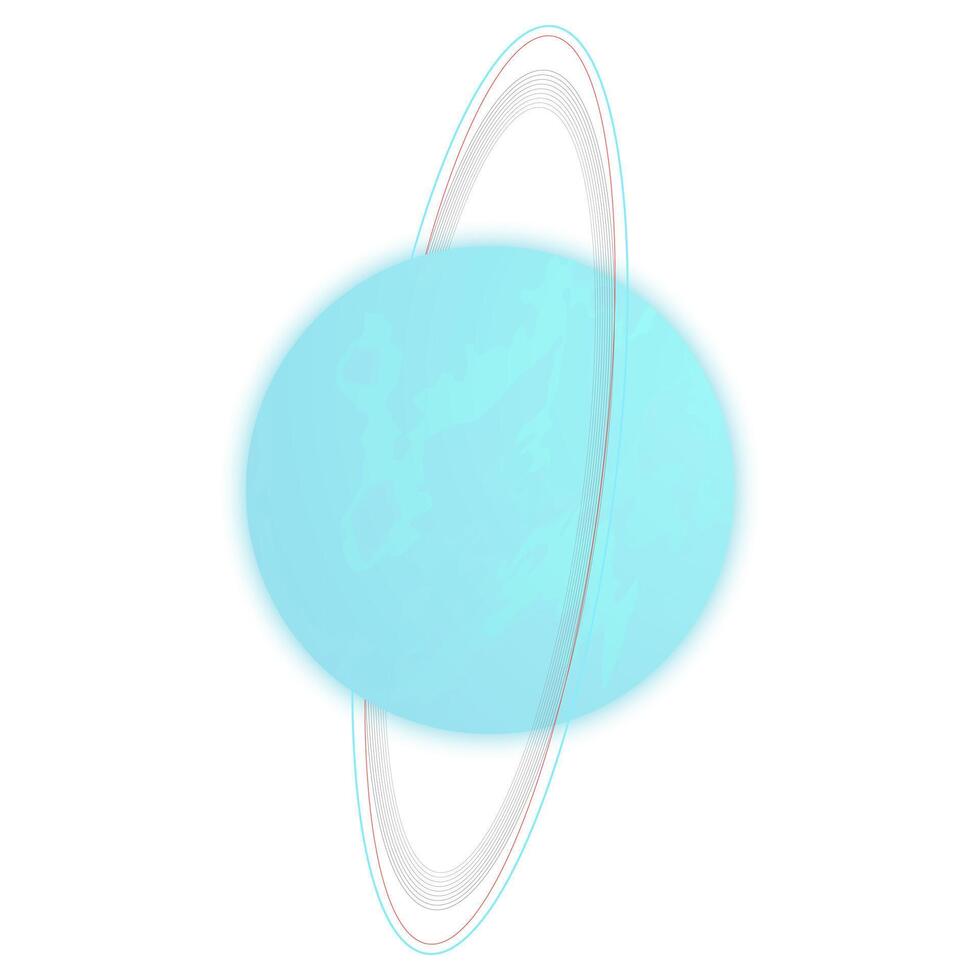 Planet Uranus on White Background with Rings vector