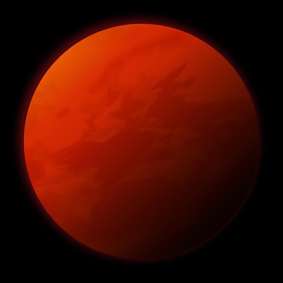 Realistic Red 3D Planet Mars on Black Background from Solar System vector