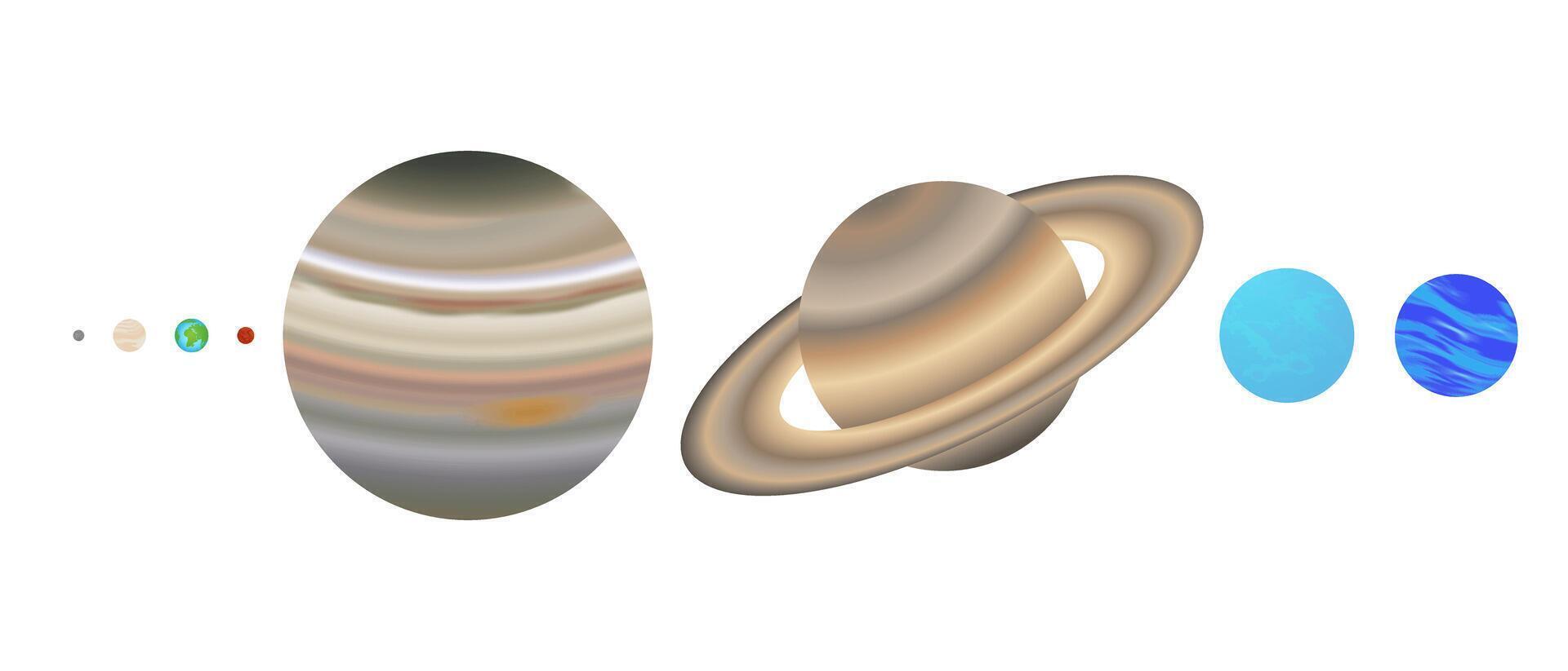 Planet Size Proportions or Comparison Flat Illustration of the Solar System vector