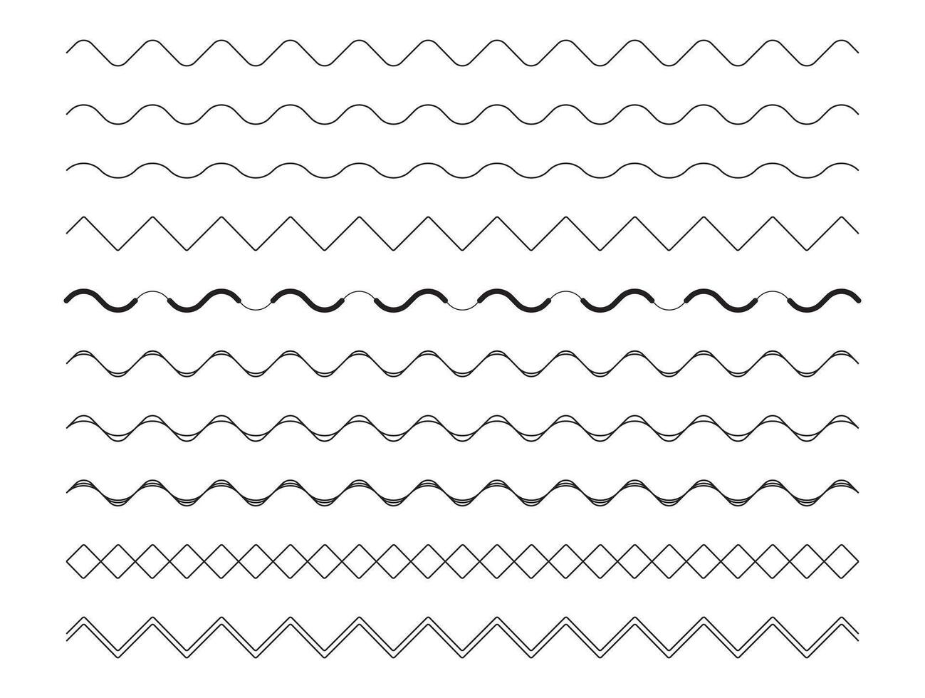 Zigzag Wave Line Border Frame Element Set vector