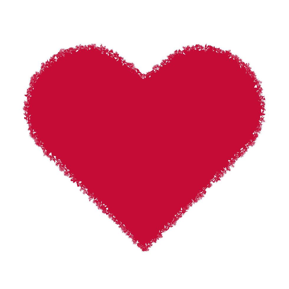 Red Textured Heart Illustration Isolated on White Background vector