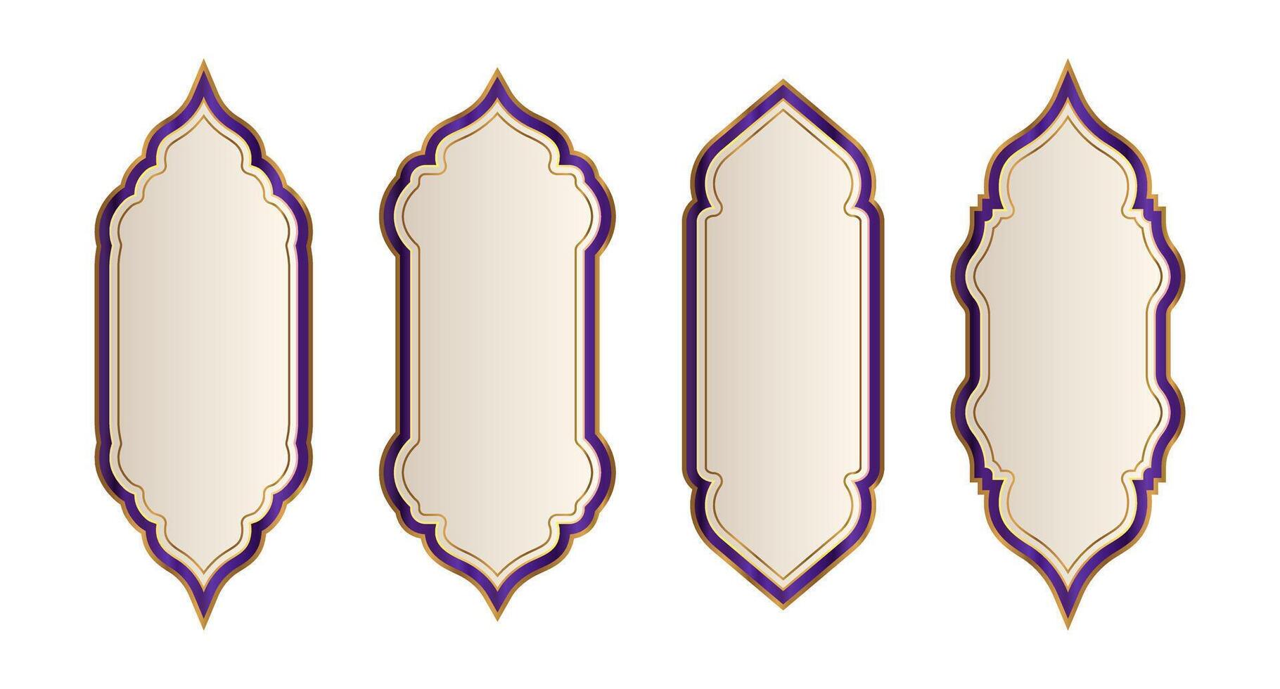 Fairy Tale Arabic Palace Style Border Frame Set vector