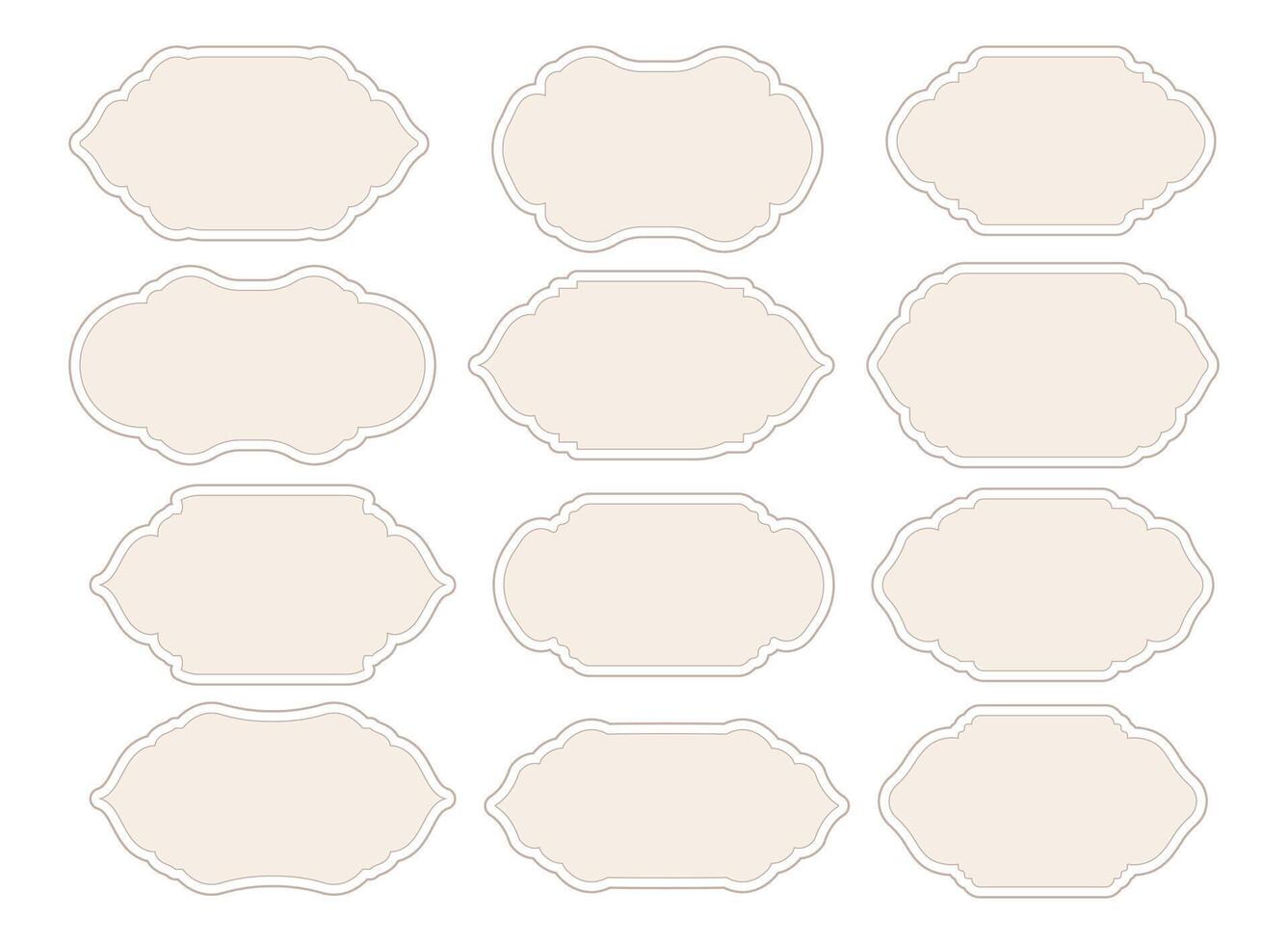 Elegant Vintage Label or Emblem Set for Jars or Bottles. Isolated Retro Border or Frame Elements vector