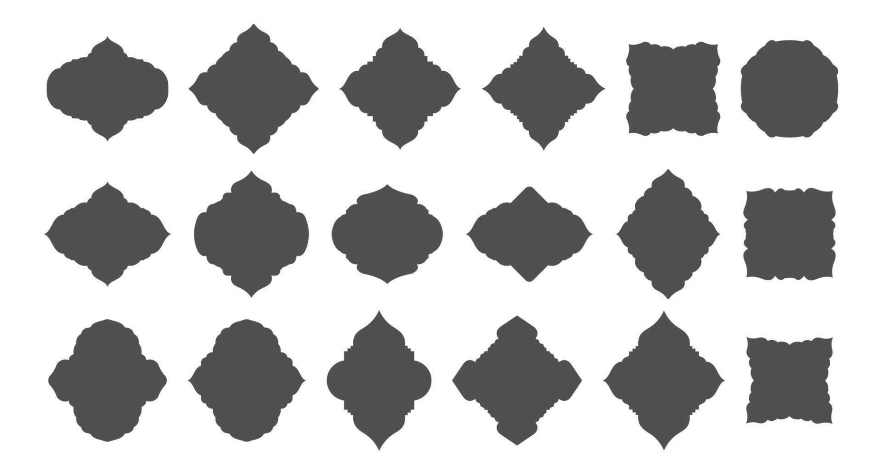 Elegant Arabic Style Label or Emblem Set. Border or Frame Graphic Elements vector