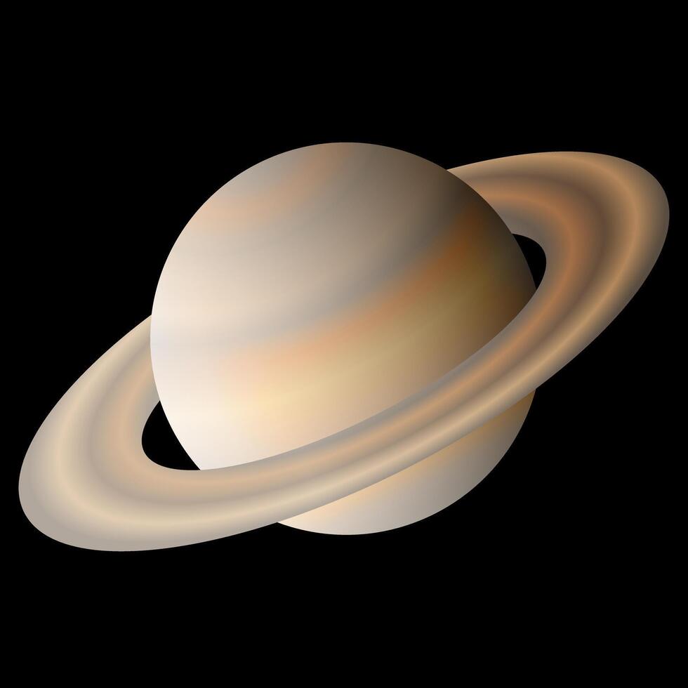 Realistic Planet Saturn on Black Background vector