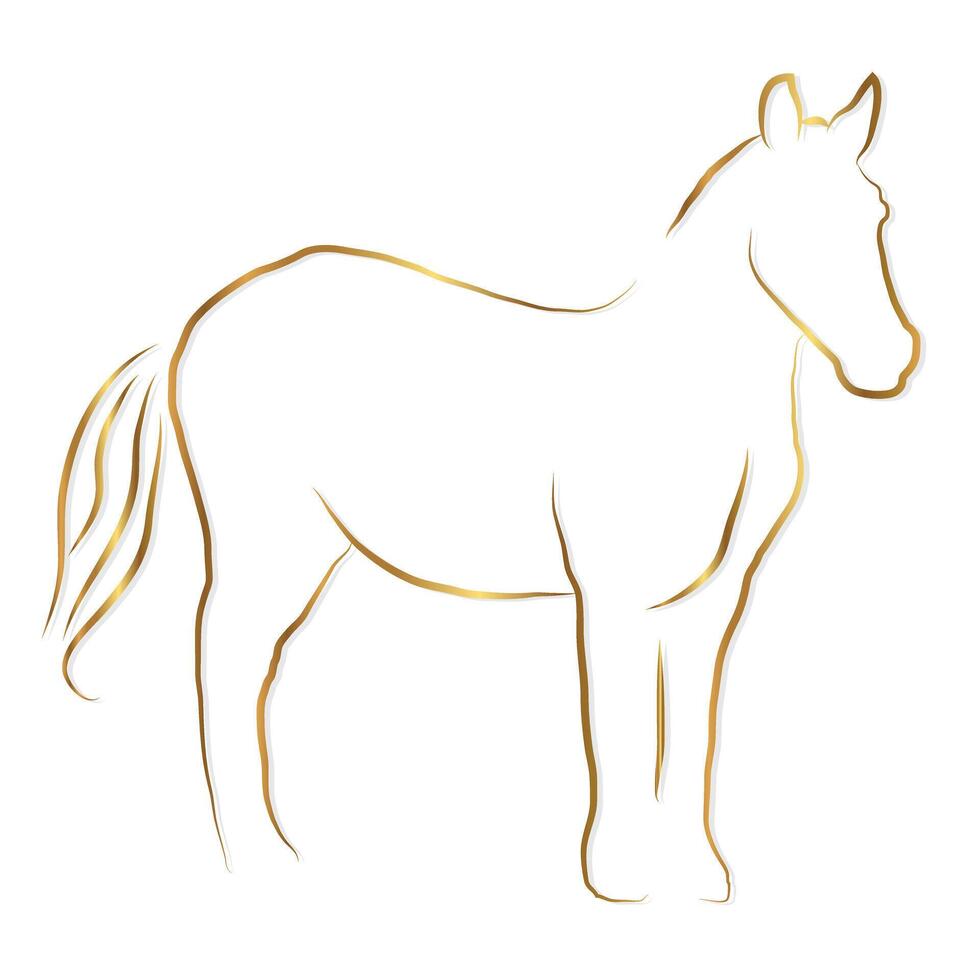 Gold Elegant Horse Thin Illustration in Luxury Style vector
