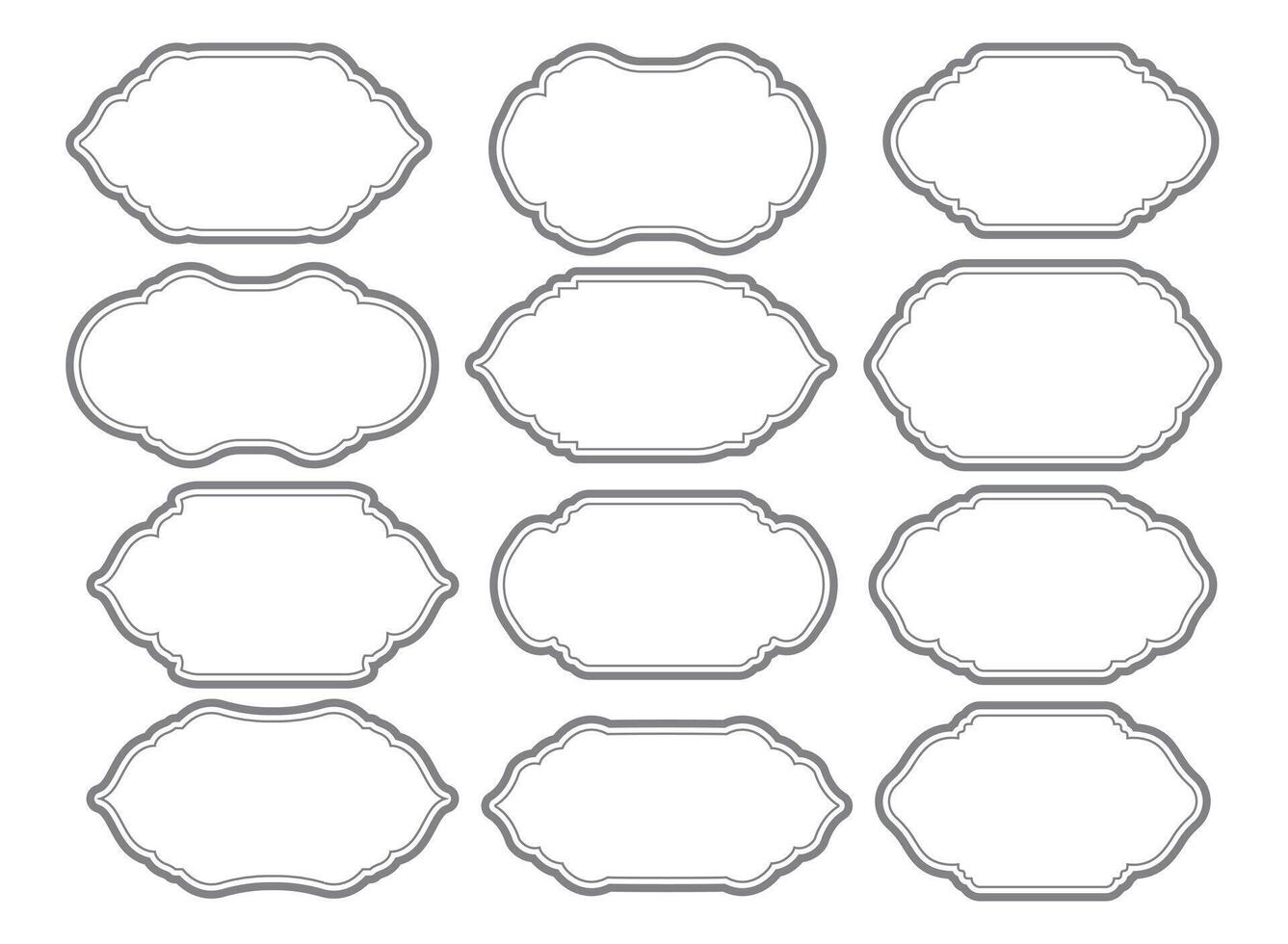Outline Vintage Label or Emblem Set. Isolated Retro Border or Frame Elements vector