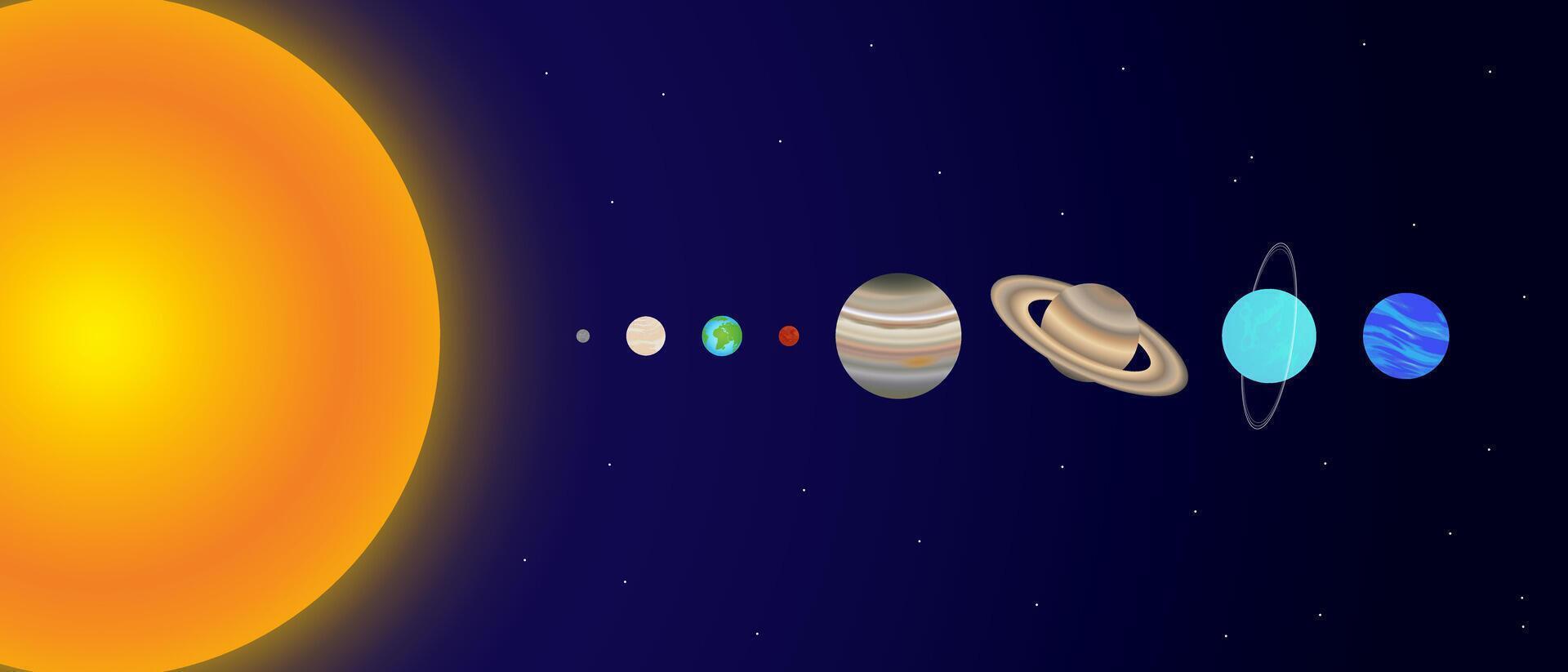 Planets of the Solar System with the Sun Colorful Illustration vector