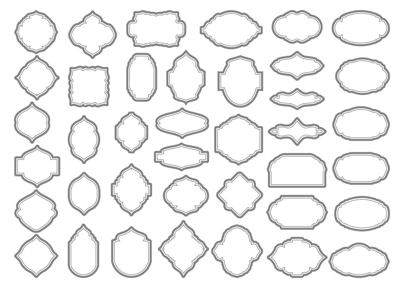 Vintage Retro Label or Emblem Shape Set, Isolated Border or Frame Elements vector