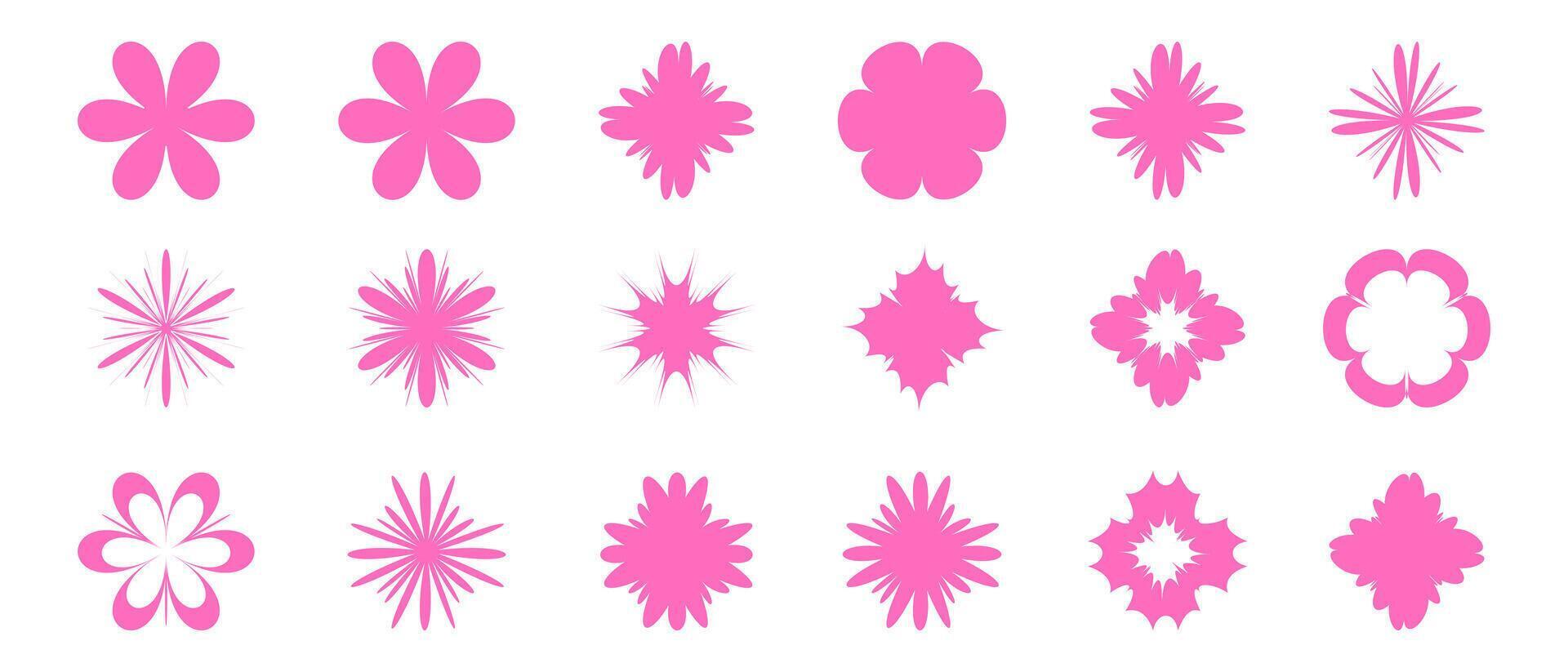 Pink Flat Flower Illustration Element Set vector