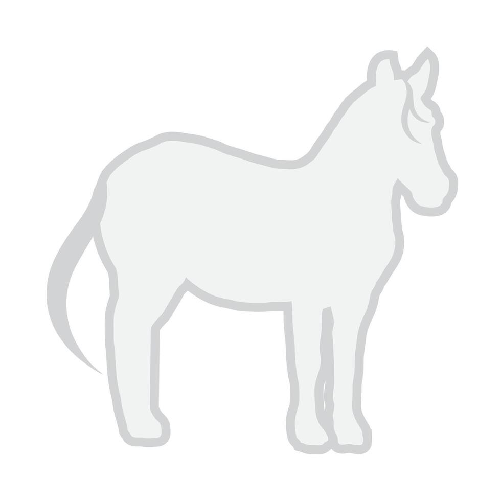 Cute Horse Illustration in Gray Isolated on White Background vector