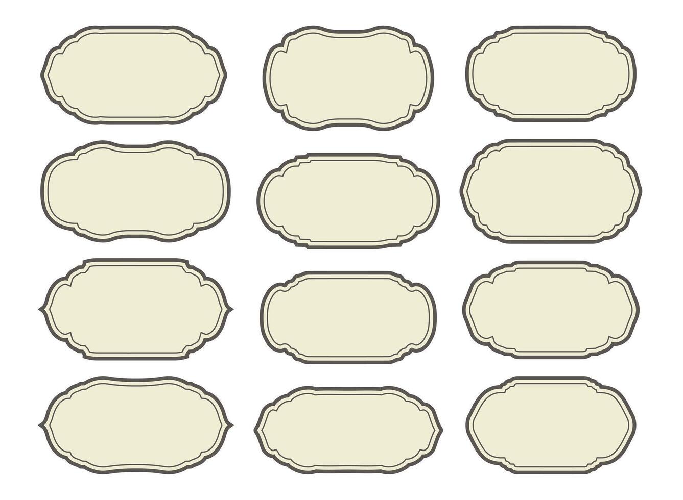 Vintage Label or Emblem Set for Jars or Bottles. Isolated Retro Border or Frame Elements vector
