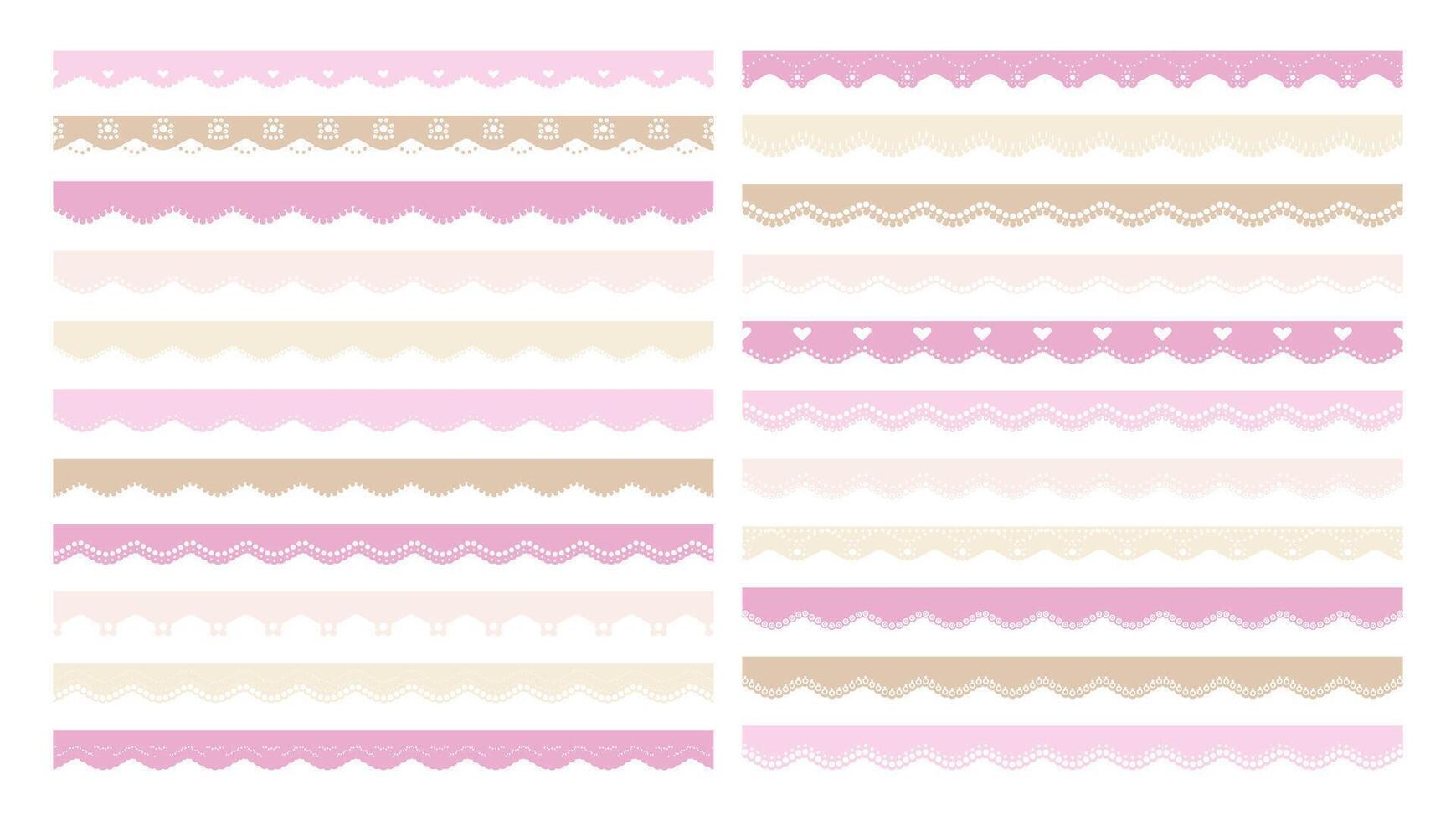 Pink Pastel Scalloped Paper Frame Or Border Divider Collection Isolated vector