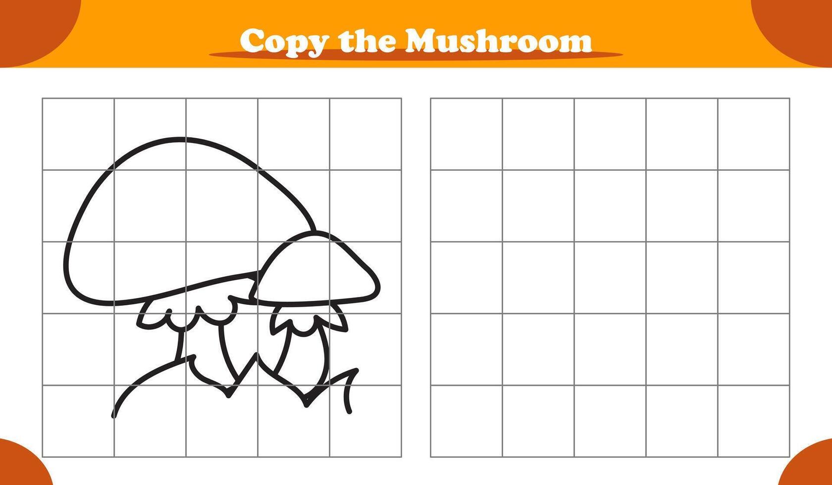 Copy the picture activity game for kids featuring mushrooms vector
