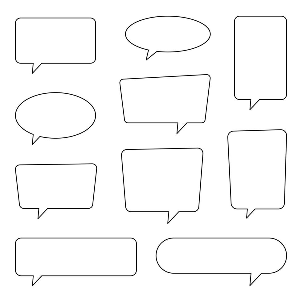 Collection of line speech bubble, ounline speech balloons set, chat bubble. vector