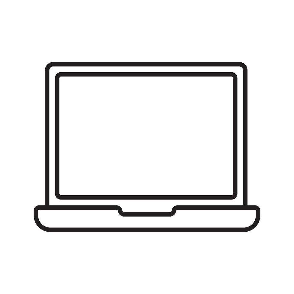 Laptop with blank screen line icon. vector