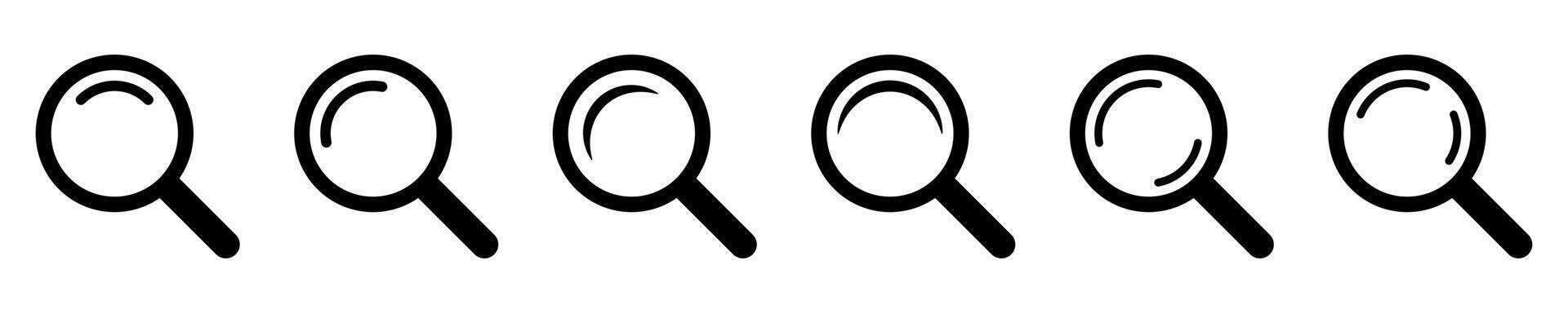Magnifying glass icon, magnifier icon. Loupe or search icons set. vector