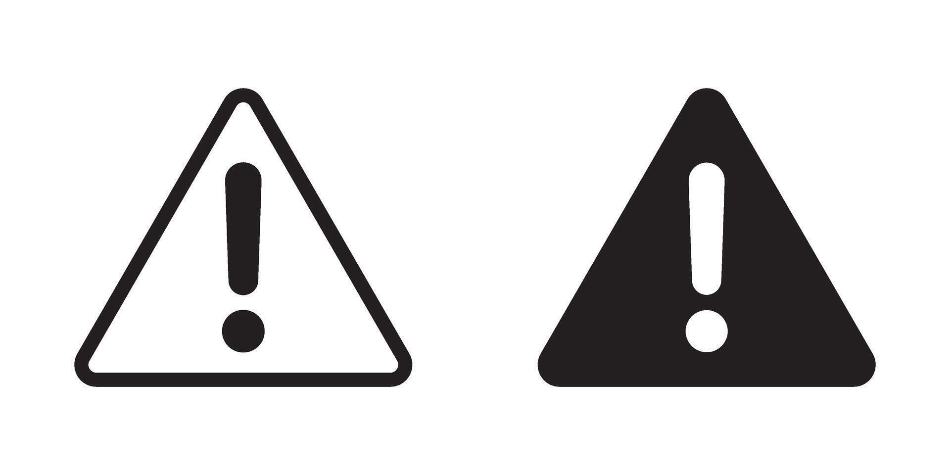 Alert icon. Warning sign and symbol. Exclamation mark in triangle icons. vector